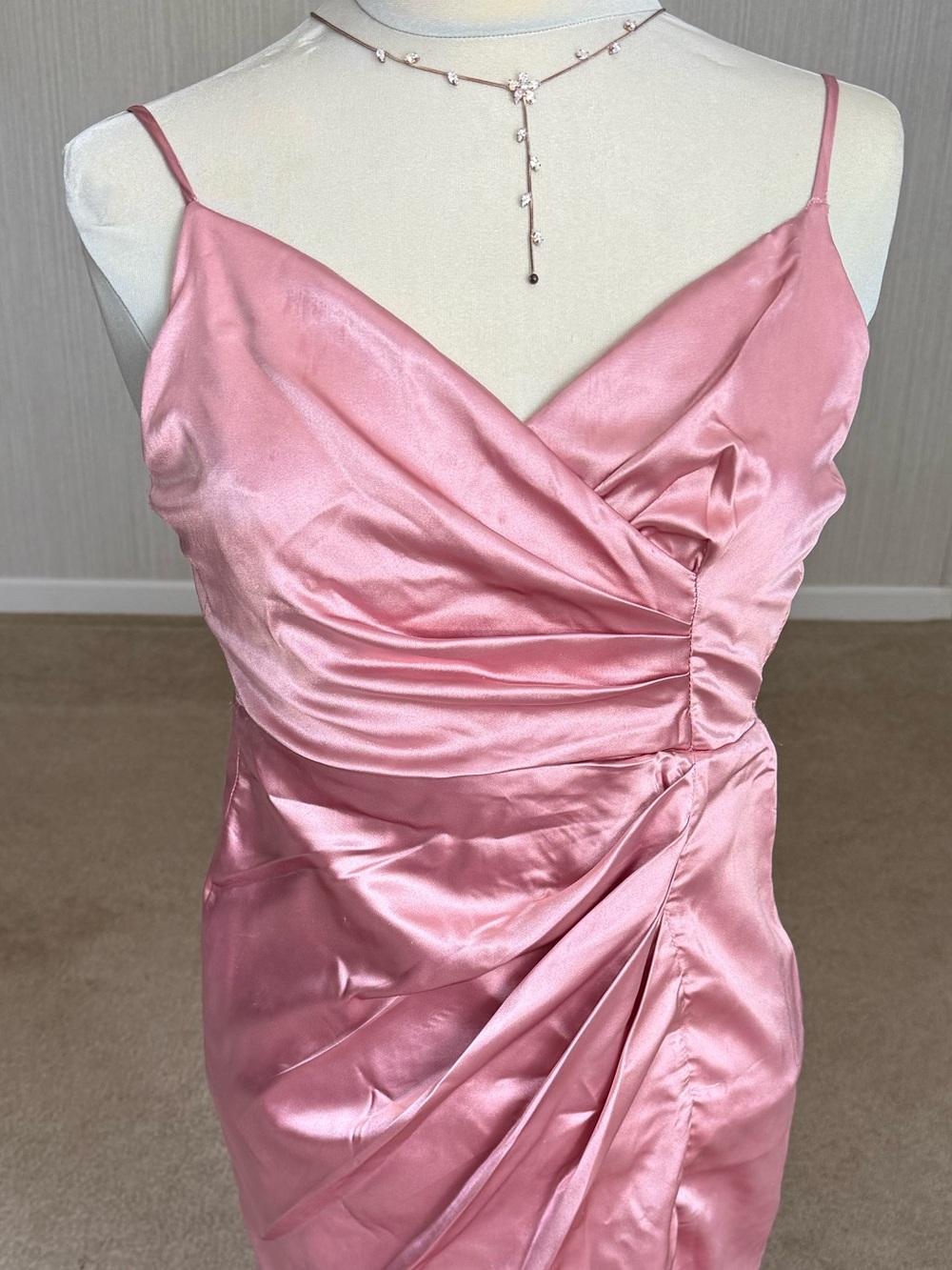 B Darlin Rose Pink Satin Mini Dress